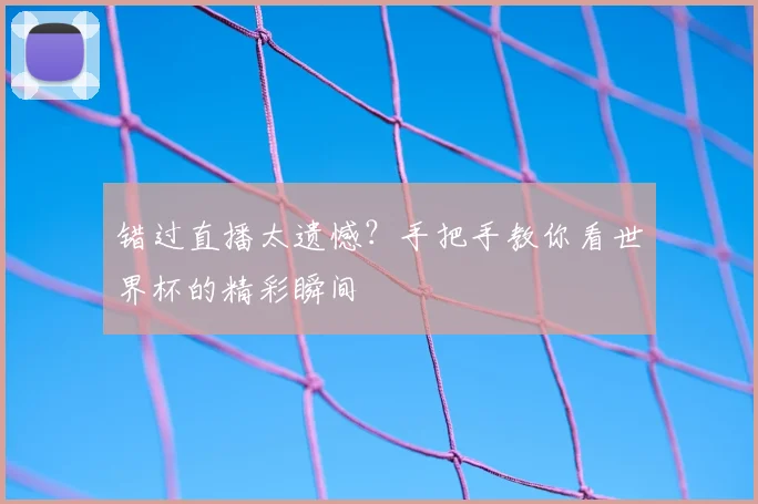 错过直播太遗憾？手把手教你看世界杯的精彩瞬间